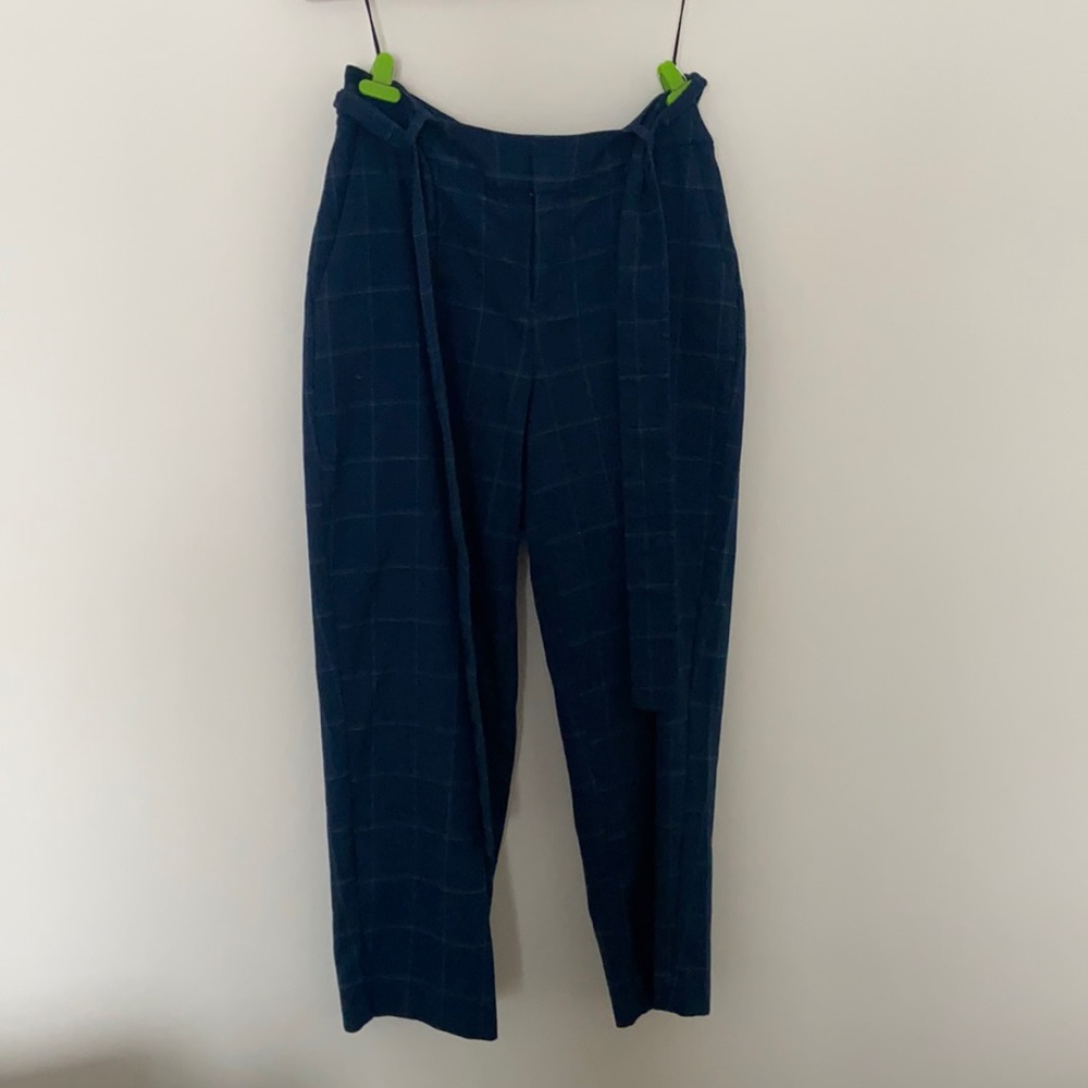 A New Day Blue Plaid Tie Waist Pants.